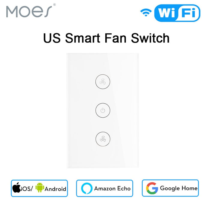Moes US WiFi Smart Ceiling Fan Switch APP Remote Timer and Speed Control Compatible with Alexa and Google Home No Hub Required