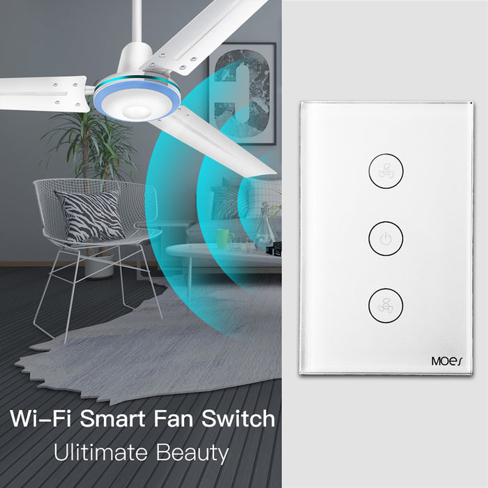 Moes US WiFi Smart Ceiling Fan Switch APP Remote Timer and Speed Control Compatible with Alexa and Google Home No Hub Required