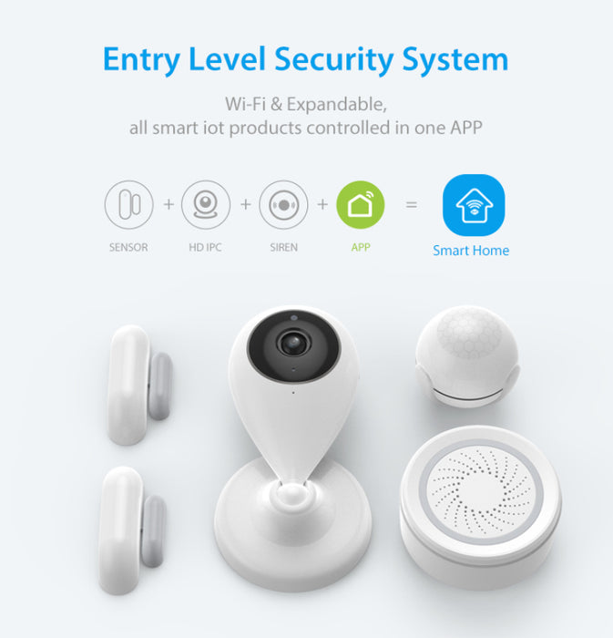 Smartlife New  Alarm Systems Security Home WIFI Smart Home Video Alarm Kit 720P Cameras 3 Sensors 1 Siren Alarm SmartLife TUYA APP Control